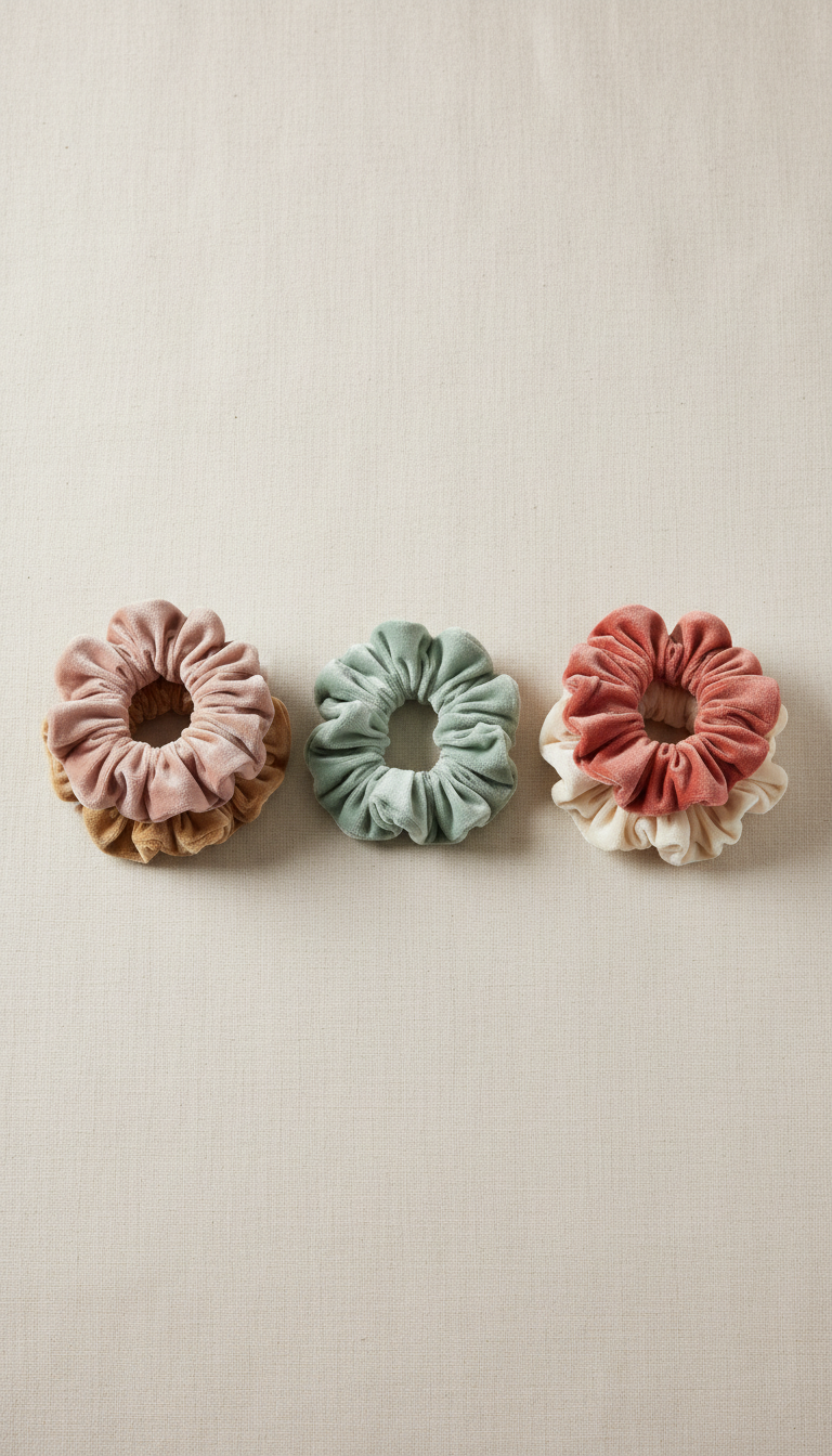 Sweet Mint fabric scrunchies set